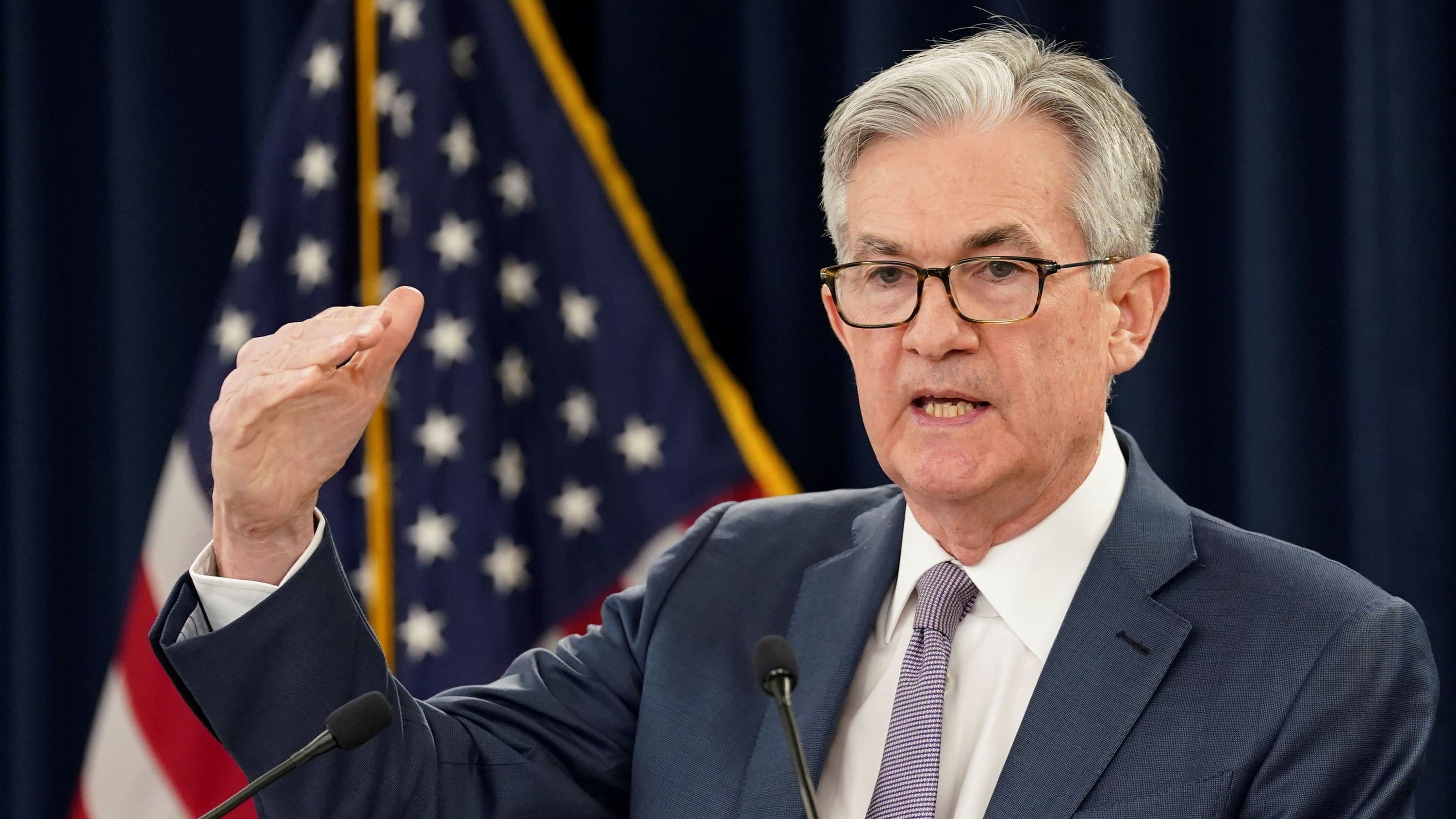 U.S. Federal Reserve Chairman Jerome Powell addresses the media. 

Image Source: Reuters 